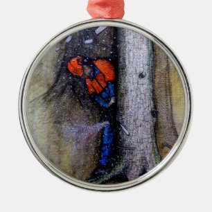 Arborist tree surgeon husqvarna metal ornament