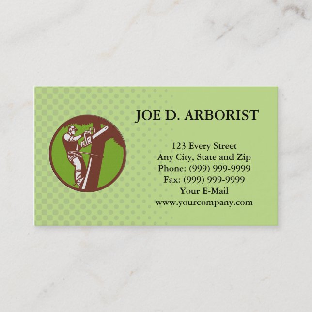 Arborist Tree Surgeon Trimmer Pruner Business Card (Front)