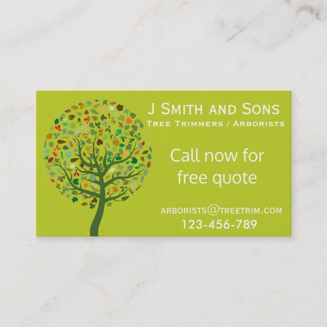 Arborist tree trimming service modern design business card (Front)