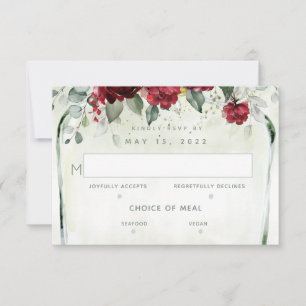 Arbour Du Mariage Rose 2 Carte RSVP Choix De Repas