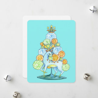 Arbre à fleurs à aquarelle rétro avec carte de vac