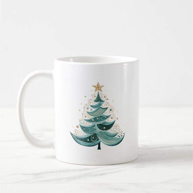 Arbre à pin d'hiver Café de Noël Mug (Gauche)