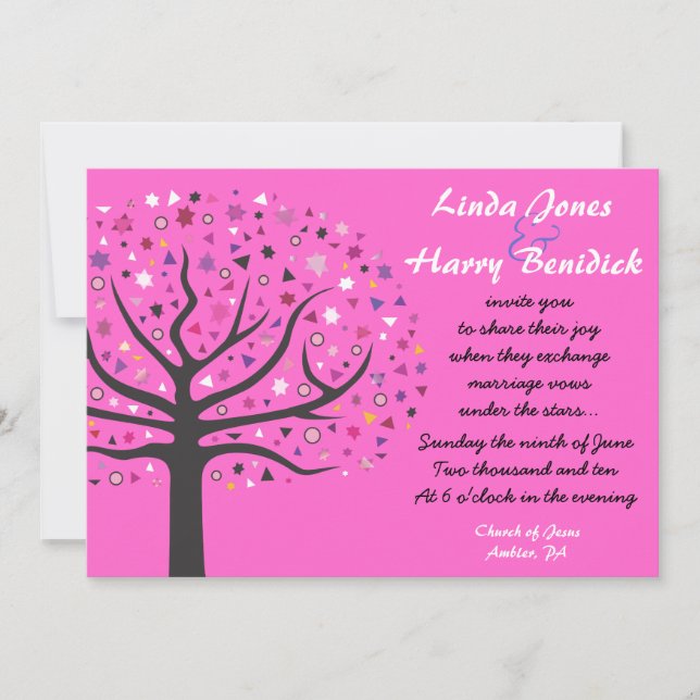 Arbre abstrait de rose de faire-part de mariage de (Devant)