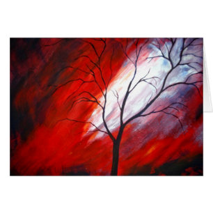 Arbre abstrait et ciel rouge