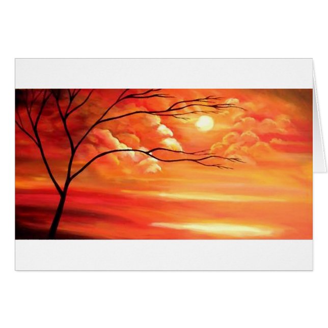 Arbre Abstrait et coucher de soleil rouge (Devant horizontal)