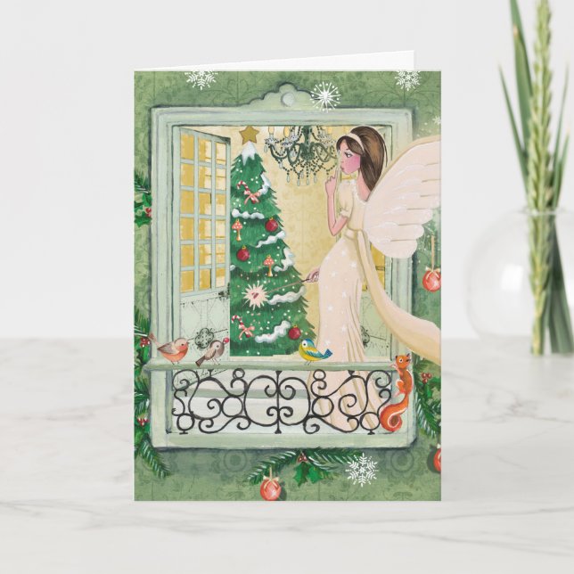 Arbre Ange de Noël | Carte de voeux de Noël (Devant)