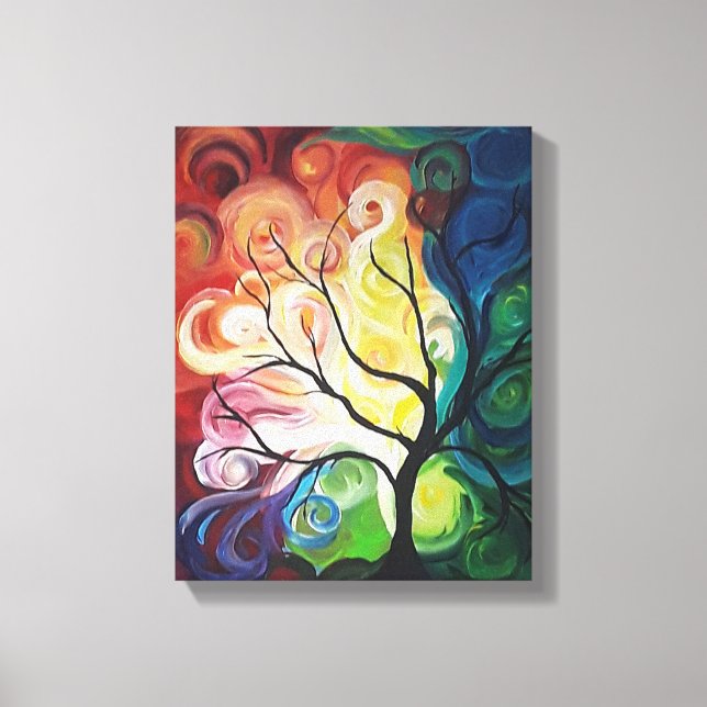 Arbre arc-en-ciel peint sur toile imprimé par JPDe (Recto)