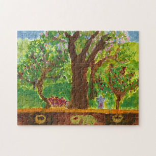 Arbre avec des cadeaux et le puzzle denteux de