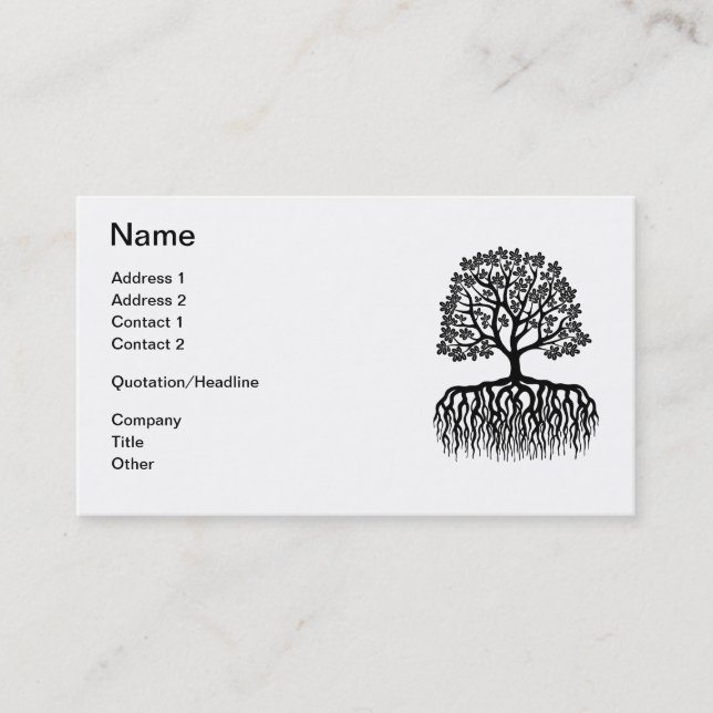 Arbre avec le carte de visite de racines (Devant)