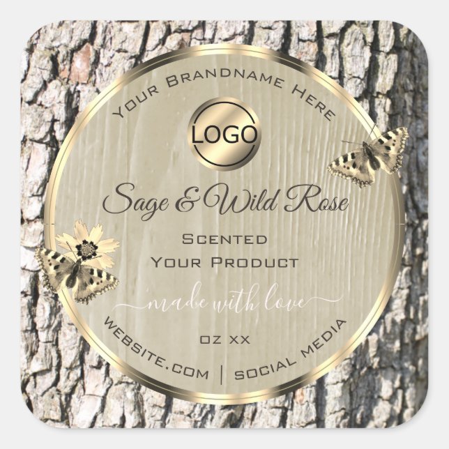 Arbre Beige Orge Or Cadre produit Étiquettes Ajout (Devant)