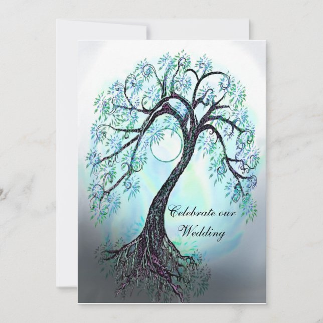 Arbre bleu de la Faire-part de mariage (Devant)