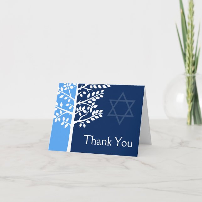 Arbre bleu de marine de Merci de Mitzvah de barre (Devant)