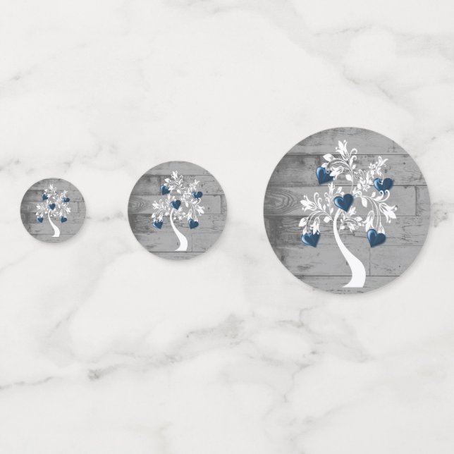 Arbre Bleu des Coeurs Table Mariage Confetti (Devant)