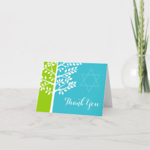 Arbre bleu turquoise vert de Merci de bat mitzvah