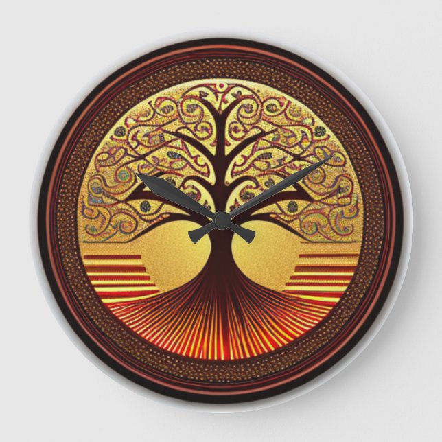 Arbre Brown et or de vie Horloge (Recto)