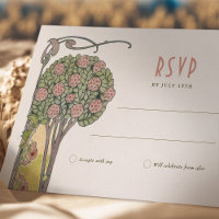 Arbre carte RSVP en fleurs Art Nouveau victorien