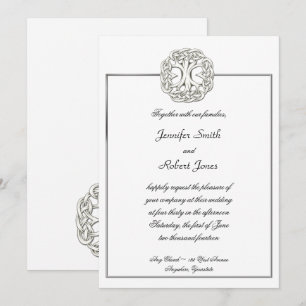 Arbre celtique de faire-part de mariage de blanc
