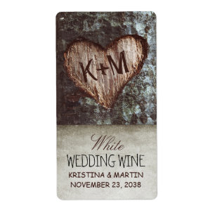arbre coeur rustique vintage mariage vin étiquette