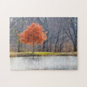 Arbre couleur d'automne par un puzzle d'art en éta