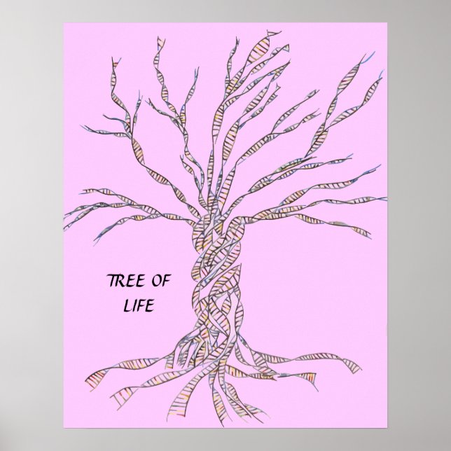 ARBRE D'ADN ou ARBRE DE VIE POSTER ROSE (Devant)