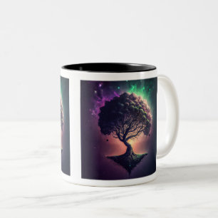 Arbre dans la Mug spatiale à deux tons, 11 oz