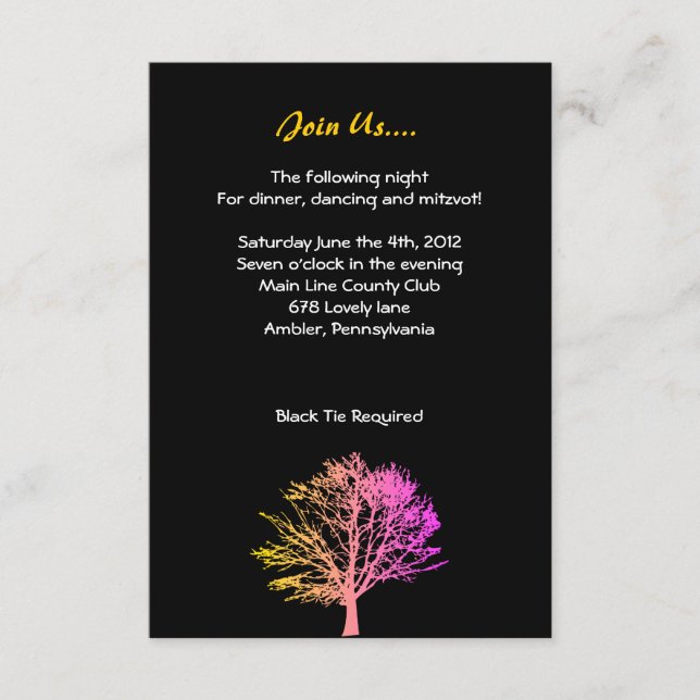 Arbre dans le Woods Bar Mitzvah Carte de réception (Devant)