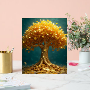 arbre d'argent doré pièces d'or argent heureux