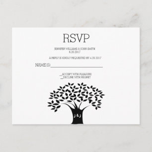 Arbre de B&W épousant des cartes de RSVP