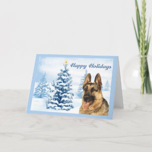 Arbre de bleu de carte de Noël de berger allemand