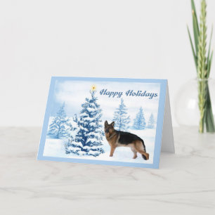 Arbre de bleu de carte de Noël de berger allemand