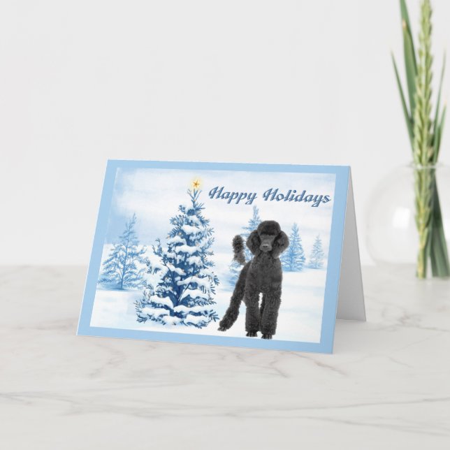Arbre de bleu de carte de Noël de caniche (Devant)