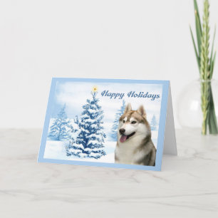 Arbre de bleu de carte de Noël de costaud sibérien