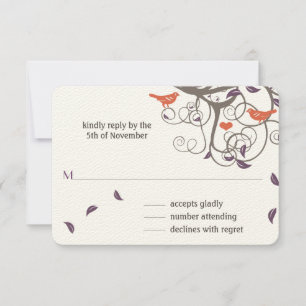 Arbre de bois de chauffe Inséparables mariage RSVP
