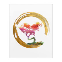 Arbre de bonsaïs. Cercle d'Enso de zen. Art