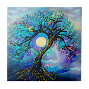 Arbre de Carreaux de céramique bleu teintes