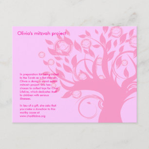 Arbre de carte de projet de bat mitzvah de rose de