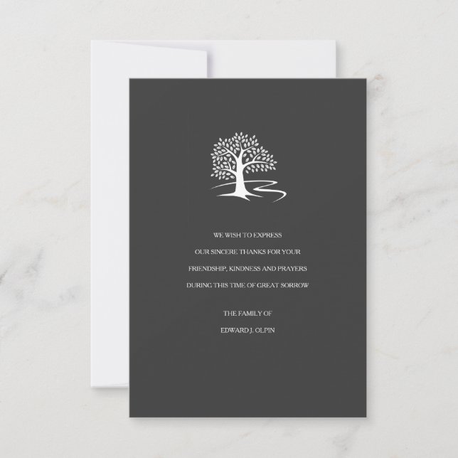 Arbre de carte de remerciements de sympathie de la (Devant)