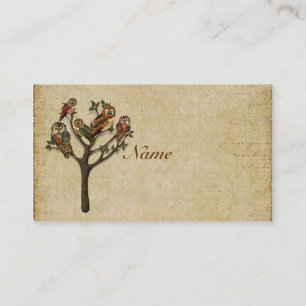 Arbre de carte de visite/d'étiquettes de hiboux
