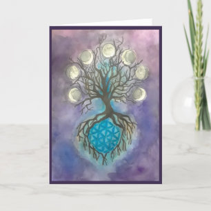Arbre de carte de voeux de blanc de la vie