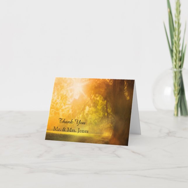 Arbre de chêne au coucher du soleil Merci Mariage (Devant)