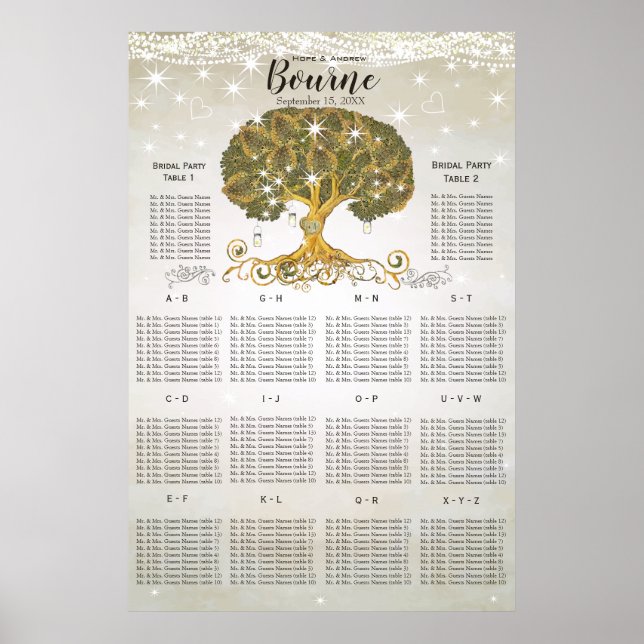 Arbre de chêne d'or, tableau de sièges (Devant)