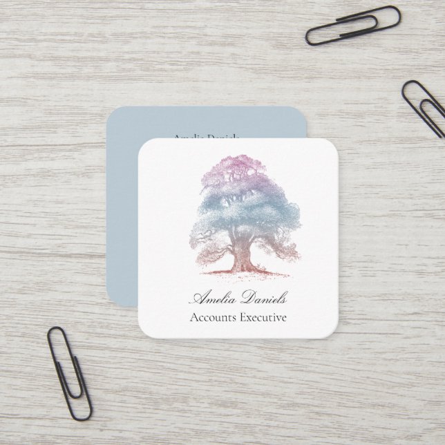 Arbre de chêne sur Carte de visite d'illustration  (Devant/Arrière en situation)