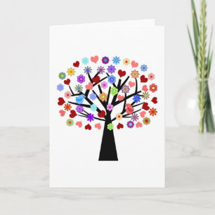 Arbre de coeur avec une paire de carte de voeux