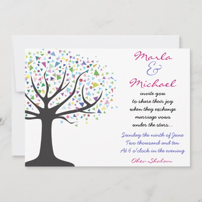 Arbre de fiançailles d'invitation de faire-part de (Devant)
