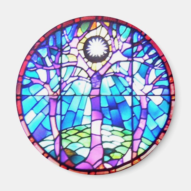 Arbre de la vie Aimant en verre tendu (Devant)