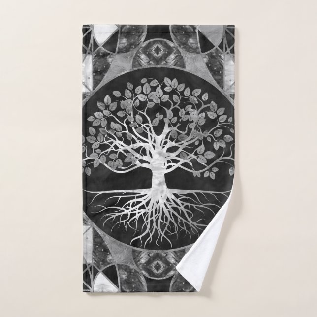 Arbre de la vie - Yggdrasil - marbre et or (Serviette à main)