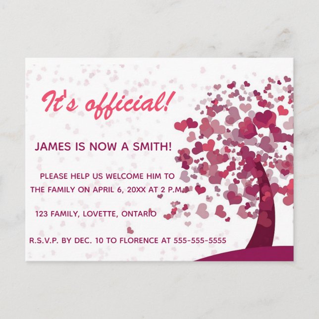 Arbre de l'amour Adoption Celebration Invitation (Devant)