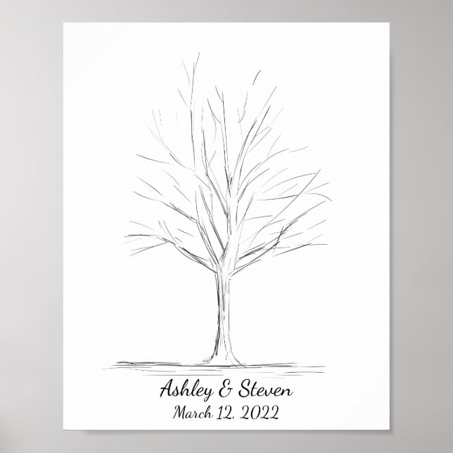 Arbre de livre d'or de mariage empreintes digitale (Devant)