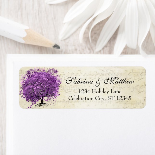 Arbre de mariage radiant violet cœur feuille (En situation)
