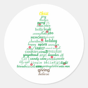 Arbre de mots de Noël - Sticker en cercle